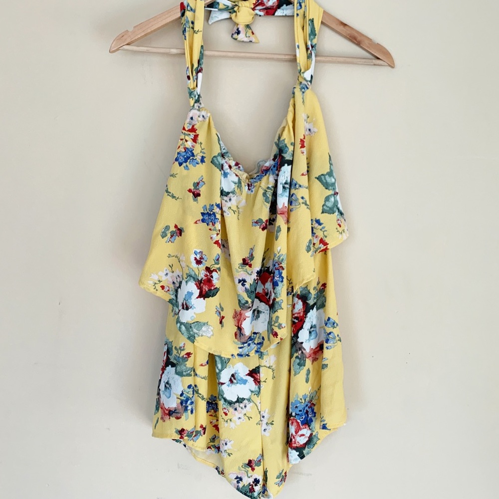 Yellow floral romper